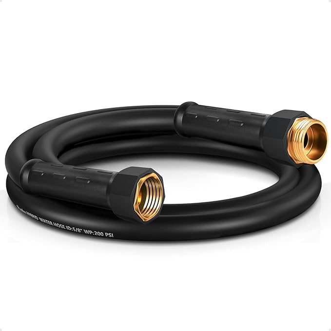 Short Garden Hose 6ft x 5/8", NON-EXPANDABLE Heavy Duty Premium Flexible Water Hose, No Kink, Leakproof, Lightweight Hybrid Hose with Male to Female Fittings for Household、Backyard