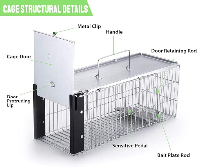 Faicuk Heavy Duty Squirrel Trap Chipmunk Trap Rat Trap and Other Similar-Size Rodents - 16.3” x 6” x 6.7”