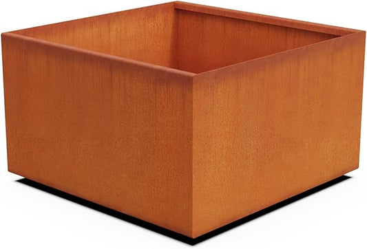 PLANTERCRAFT Corten Steel Planter Square Cube Metal Garden Box Heavy Duty | Made in USA | Fully Assembled | Commercial Residental Outdoor