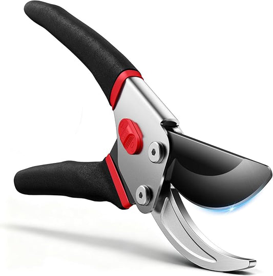 Bypass Pruning Shears for Gardening, 8.5" Professional Hand Pruners, Garden Clippers Heavy Duty Pruning Scissors for Trimming Plant Flower Branch, 【SK5 Steel Blade】【Ergonomic】【Built-in Spring】