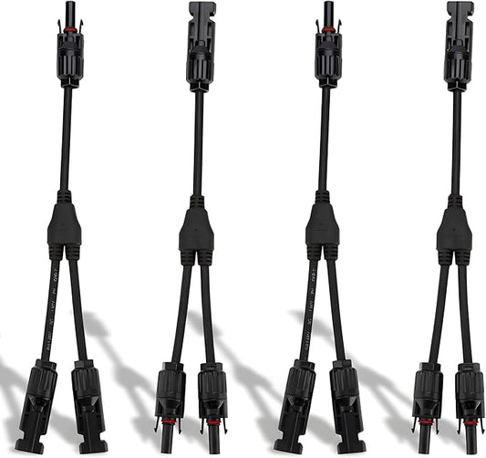 XYRIS Solar Connectors Y Branch Parallel 1 to 2 Adapter Cable Wire Plug Tool Kit for Solar Panel (M/FF+F/MM, 2 Pair)