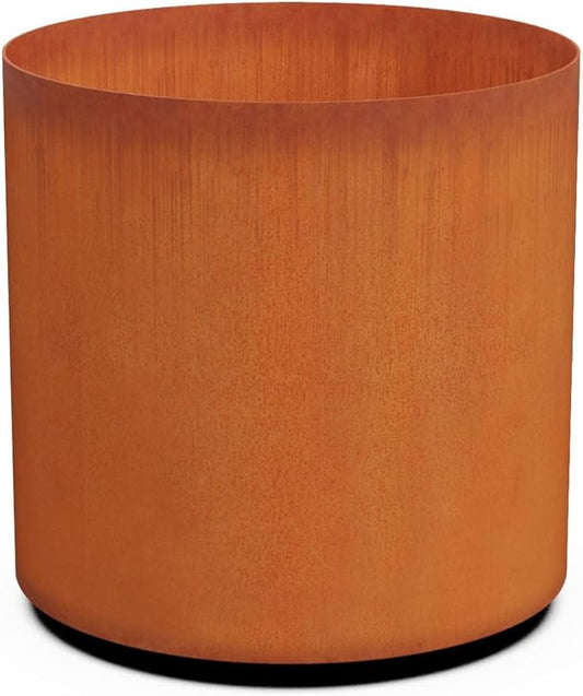 Plantercraft Large Round Planters for Outdoor Plants 20x20 Inch - Corten Steel Planter, Heavy Duty Modern Metal Pot for Front Porch, Patio & Garden Decor | Develops Natural Rust Patina