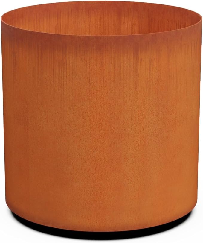 PLANTERCRAFT Corten Steel Metal Planter Box, Round Sizes, Modern Garden Steel planters for Commercial and Residential Outdoor Use.