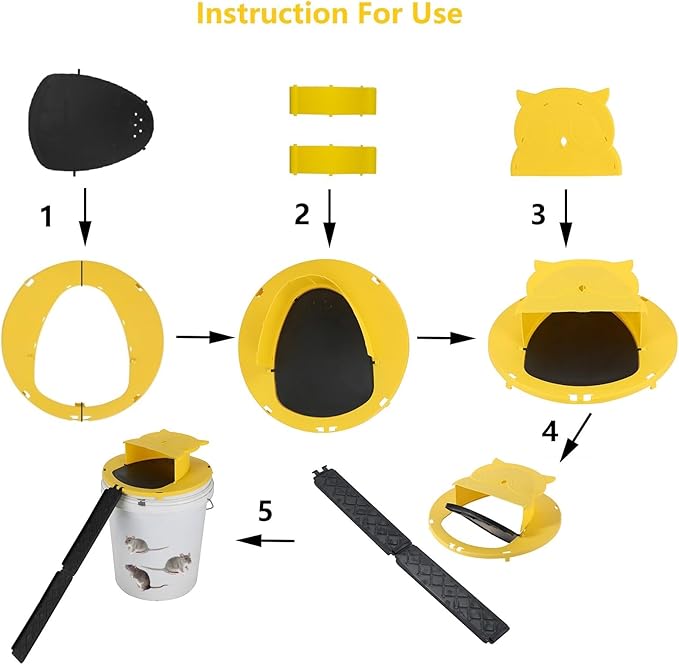 Bucket Lid Mouse Trap,Auto Reset,Humane and Efficient Mouse Trap Bucket-3Pack