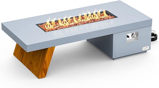 ONLYFIRE OUTDOOR LIVING Premium 60” Gas Fire Pit Table with Lava Rocks & 12FT Hose, Large Propane Firepit, Smokeless Fireplace 60,000BTU, for Backyard Patio Bonfire Party, FP015