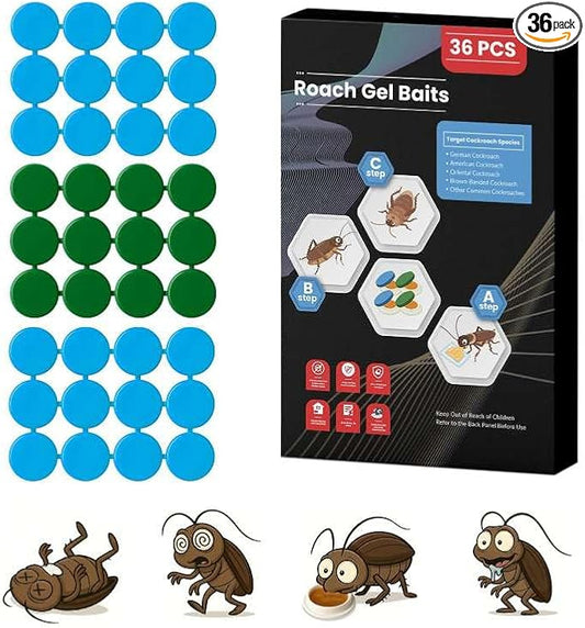 36 Pack Roach Killer Indoor Infestation Roaches Gel Bait Stations, Powerful Cockroach Killer Indoor Home for Roach Infestation, Long-Lasting & Effective Cockroach Gel Bait, Easy to Use & No Mess