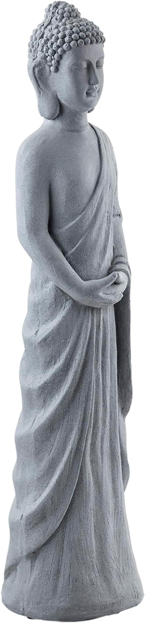Alpine Corporation 32" Tall Cement Standing Buddha Outdoor Garden Statue, Gray