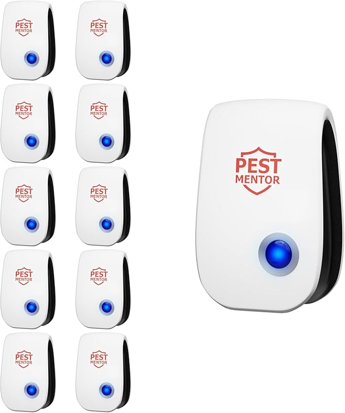 Ultrasonic Pest Repellent 10 Packs, Plug-in Ultrasonic Pest Repellent Indoor, Effectively Repel Mosquitoes Flies Mice Cockroaches Insects Spiders, Family Friendly Pest Control for Home Office Kitchen