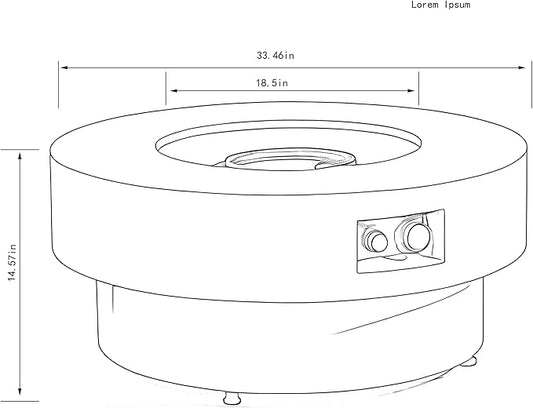 Propane Fire Pit Table, 34" Firepits for Outside, Round Gas Fire Pit for Outside Patio, Propane Fire Table w/Burner Lid for Patio, Pool, 50000BTU, Tank Outside, Tank Not Included, Cement Grey