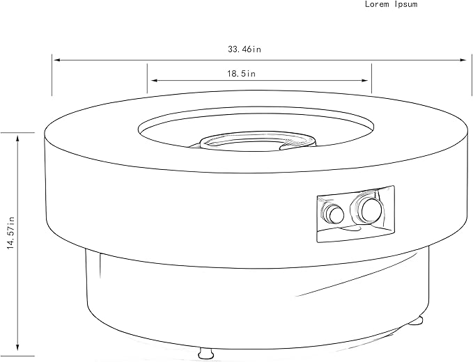 34 inch Round Tabletop Propane Fire Pits,50000BTU Outdoor Firepit Table Suitable for Outdoor, Patio, Balcony,Three Height Adjust
