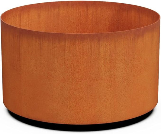 Plantercraft Large Round Planters for Outdoor Plants | 20 x 12 Inch Corten Steel Planter | Heavy Duty Metal Planter for Patio & Garden