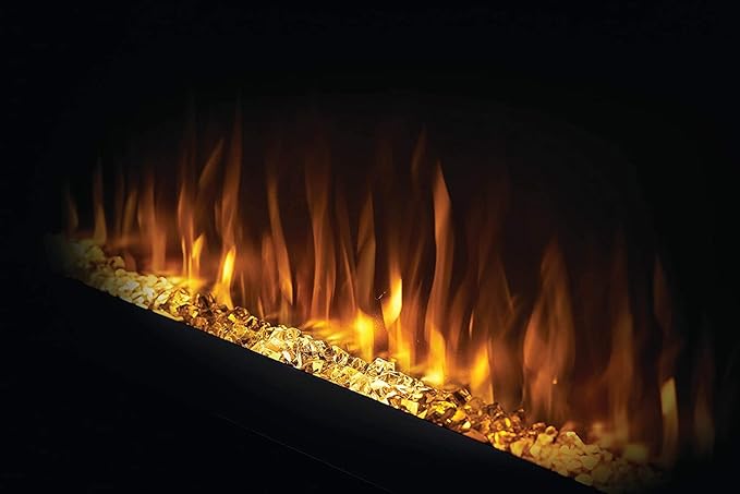 Napoleon Purview 50 - NEFL50HI - Wall Hanging Electric Fireplace, 50-in, Black, Glass Front, Glass Crystal Ember Bed, 3 Flame Colors, Use with or Without Heat