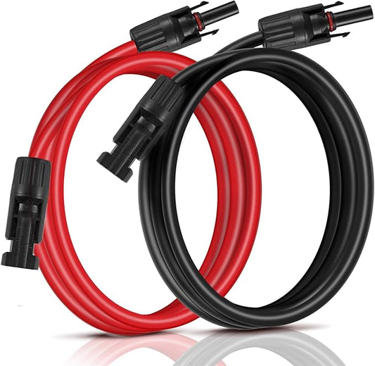 SOYAN 10 Feet 10AWG Solar Extension Cables Fitted with Connectors (Red & Black)
