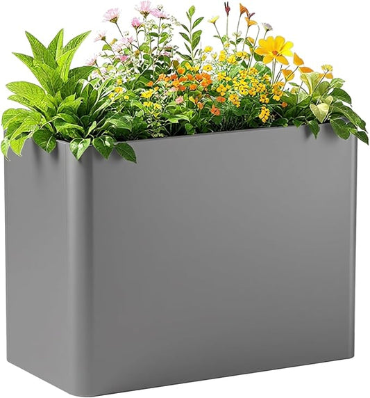 36" L x 15" W x 24" H Metal Tall Rectangular Planter - Large Planter Box for Outdoor Plants, Flowers,Garden