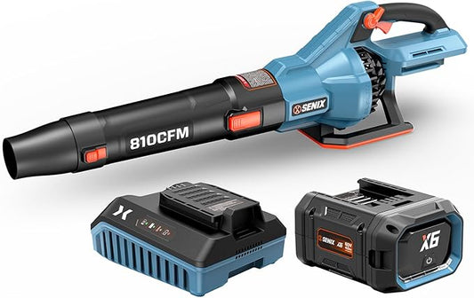 60V Cordless Leaf Blower, 810 CFM & 170 MPH for Powerful Yard Cleaning, Includes 4.0Ah Battery & Charger, Features Brushless Motor, Variable Speed and Cruise Control, Ideal for Lawns and Leaf Blowing