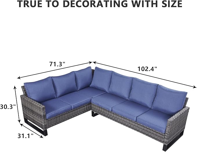 HUMMUH 9 Piece Patio Furniture PE Wicker 6-Seater Outdoor Sectional Sofa Patio Swivel Chairs,Outdoor Chairs with Ottomans Side Table for Porch,Garden,Backyard,Deck