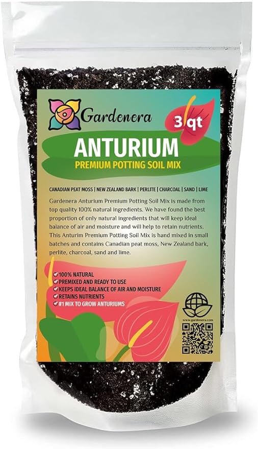 GARDENERA Anthurium Soil - Ideal Formula for Healthy and Vibrant Anthurium Growth - 3 QUARTS