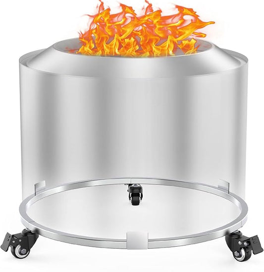 Fire Pit Stand Compatible with Solo Stove Bonfire and Other 19.5" Fire Pit, Firepit Stand with Wheels,Easy to Move,Rust Proof 304 Stainless Steel Fire Stove Accessories for Patio Camping Outdoor