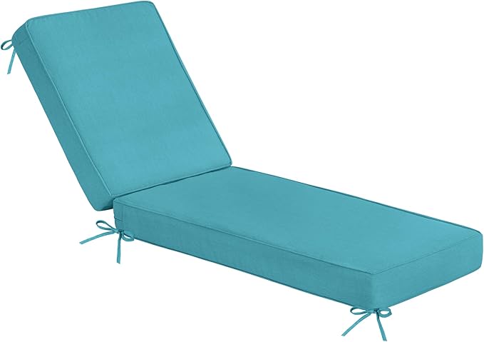 Sundale Outdoor Olefin Chaise Lounge Cushion, Water-Resistant Patio Lounge Chair Cushion, Thick Lounger Pad with 4 Straps Teal, 72 x 21 x 4 Inches