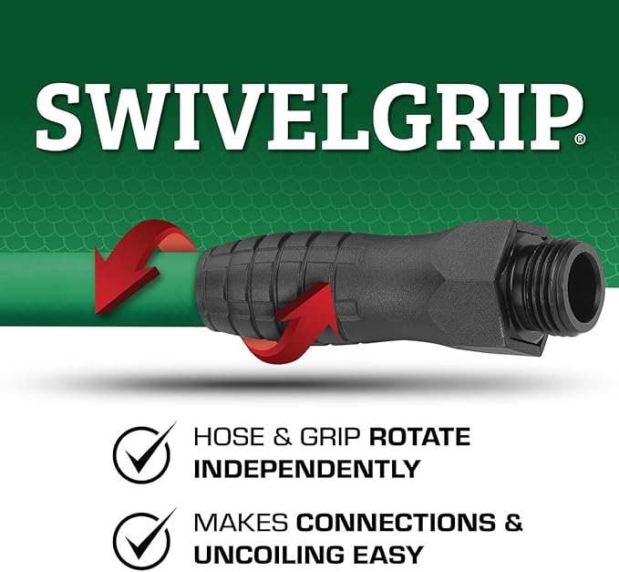 Flexzilla Colors SwivelGrip Garden Hose 5/8 in. x 100 ft., Lightweight All-Weather Water Hose, Durable and Flexible, Leak-Free Connections, Forest Green