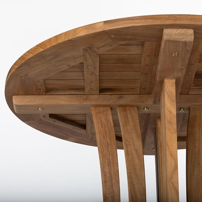 Ash & Ember Acadia Grade A Teak 35" Round Bar Table, Indoor Outdoor Patio Bar Furniture, Weather Resistant Solid Wood for Garden, Backyard, Patio, Tightly Spaced Slats