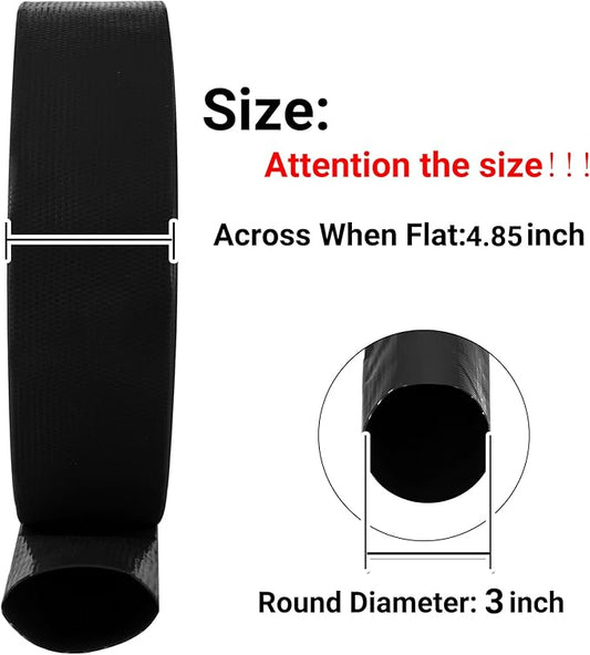 3" x 50 FT Pool Backwash Hose, Black Heavy Duty Reinforced PVC Lay Flat Water Discharge Hose
