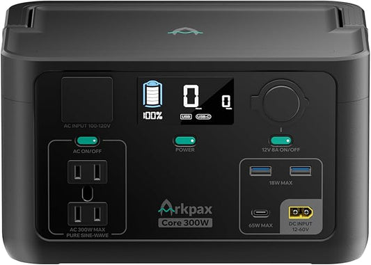 Portable Power Station Core 300W-192Wh LiFePO4 Battery, 600W Surge Capacity, 1.5-Hour Quick Charge, Solar-Compatible Generator for Camping Trips, Emergency Power, Travel Needs & Home Use