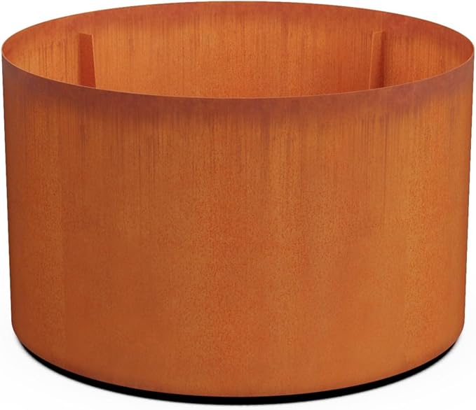 PLANTERCRAFT Corten Steel Metal Planter Box, Round Sizes, Modern Garden Steel planters for Commercial and Residential Outdoor Use.