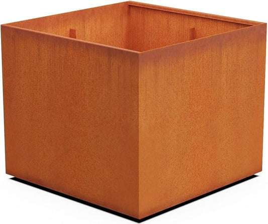 PLANTERCRAFT Corten Steel Planter Square Cube Metal Garden Box Heavy Duty | Made in USA | Fully Assembled | Commercial Residental Outdoor