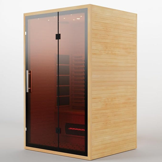 Full Spectrum Infrared Sauna for 2 Person, Upgraded WiFi Control Indoor Red Light Therapy Canadian Hemlock Wood Home Spa Saunas, Speaker, Oxygen bar, Reading & 7-Color Light, 1750 W, 110V US Instock