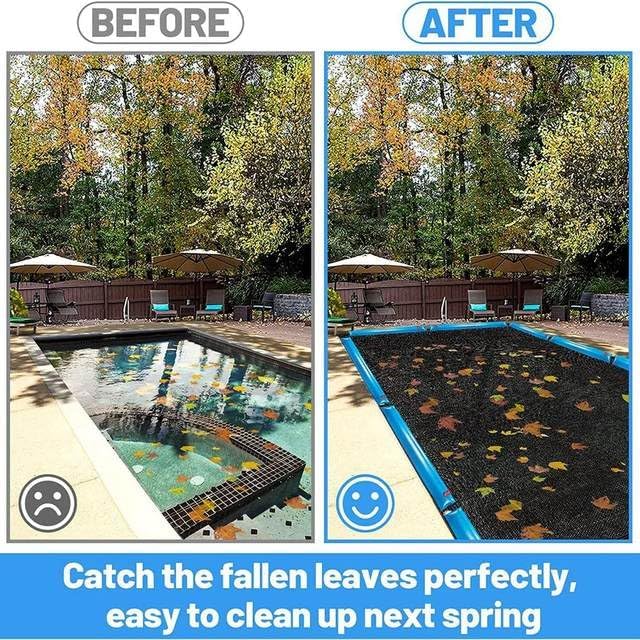 20x40 FT Pool Leaf Net Cover for Inground Pools or Above Ground Pools, Rectangle Mesh Pool Cover Swimming Pool Closing Kit, Multi-Function Sun Shade Carpet Outdoor for Pool, Patio, Garden, Yard