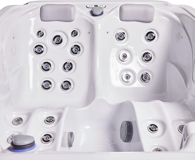 Bueno Spa Atlanta 3 - Person 37- Jet Acrylic Hot Tub in Ice White with New Arctic Max Insulation, Ozonator, and Cover in Ice White