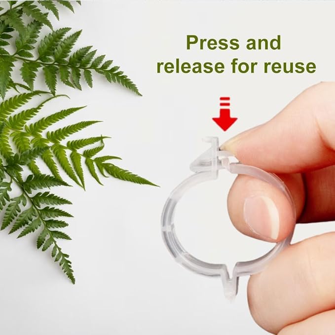 Plant Support Clips Reusable Garden Clips, Secured Plastic Plant Clips, Tomato Support Clips for String Trellis for Climbing Plants Outdoor Indoor Plant Flowers Stem Vine Fixing Clips (50, Black)