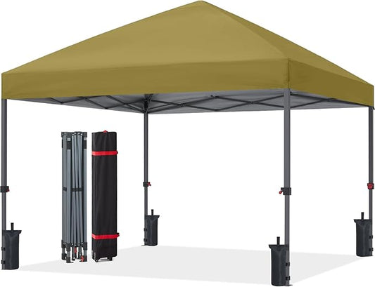 ABCCANOPY Pop Up Canopy - Outdoor Patio Portable Canopy Tent Heavy Duty for Backyard and Deck with 4 Sandbags(Khaki, 8x8)