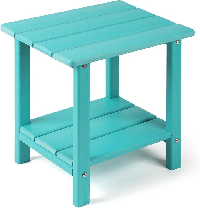 Apolimi Adirondack Outdoor Side Table, 2-Tier Sturdy Patio End Table Weather Resistant, 16.5" Solid Side Table for Patio, Pool, Porch