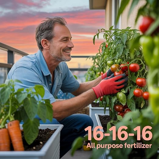 Gardenera 16-16-16 Premium All Purpose Professional Fertilizer - Lawn, Flower, Tree, Shrub & Vegetable Fertilizer (16 OZ)