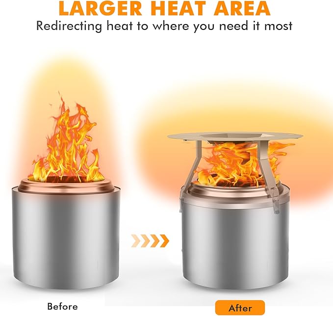Dirza Heat Deflector Compatible with Solo Stove Ranger and Other 15" Fire Pit -Foldable Legs for Space-Saving Storage,Locking Ring Prevents Dropping,Accessories for Fire Pit, 304 Stainless Steel