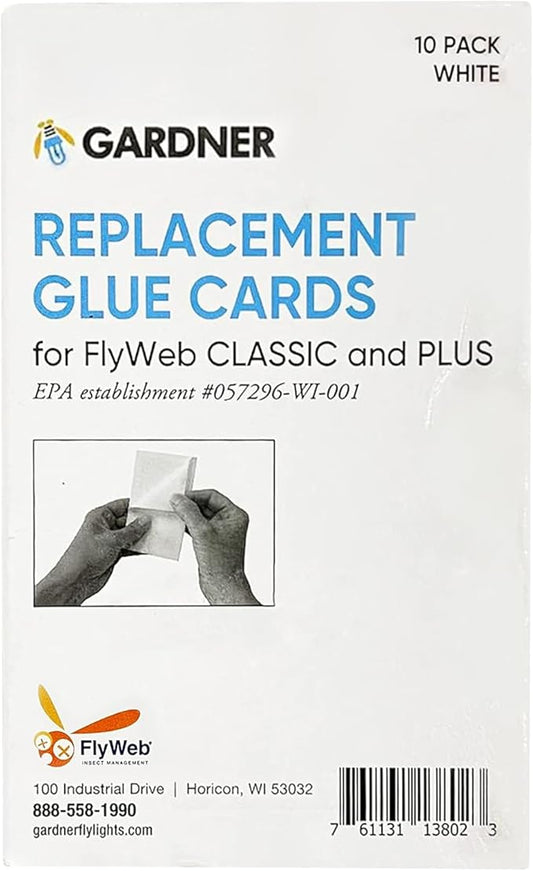 Flyweb Fly Light Glue Boards 1 Pack of 10 Replacement Glue Boards for Gardner Flyweb Classic Fly Light and Flyweb Plus - Trap Fruit Flies, Mosquitoes, Bugs and Other Flying Insects