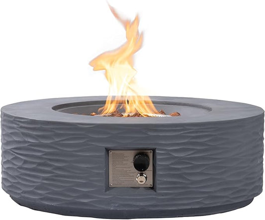 SUNBURY Outdoor Propane Fire Pit Table, 35 in Round 50000 BTU Outdoor Gas FirePit Table for Outside with Rain Cover, Propane Tank Cover for Backyard & Deck, Dark-Grey