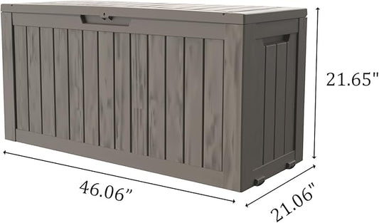 75 Gallon Deck Box, Resin Outdoor Indoor Waterproof Storage Box, Lockable Storage Box With Handle for Patio Furniture - Garden Tools - Swimming Pool Tools UV-Resistant, Grey