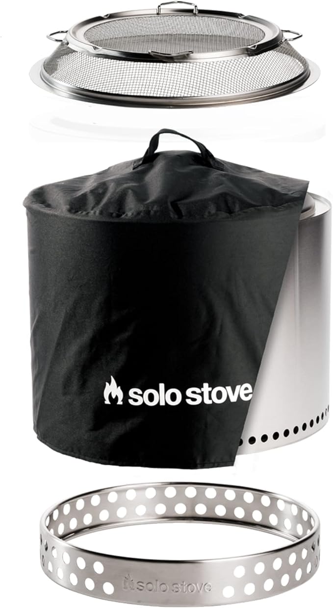 Solo Stove Bonfire Big Yard Bundle 2.0 | Incl. Bonfire Smokeless Fire Pit with Stand, Shield, Shelter, Portable for Wood Burning, Removable Ash Pan, Stainless Steel, H: 16.75in x Dia: 19.5in, 28.25lbs