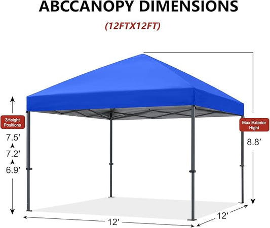 ABCCANOPY Pop Up Canopy - Outdoor Patio Portable Canopy Tent Heavy Duty for Backyard and Deck with 4 Sandbags(Royal Blue, 12x12)