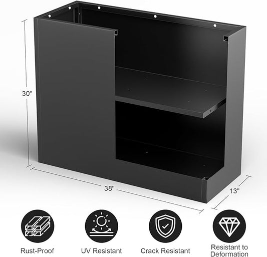 Metal Large Planter Box 38" L x 13" W x 30" H, Heavy Duty Tall Rectangle Outdoor Planter Box with Removable Insert Shelves for Porch, Garden, Patio, Yard (Black)