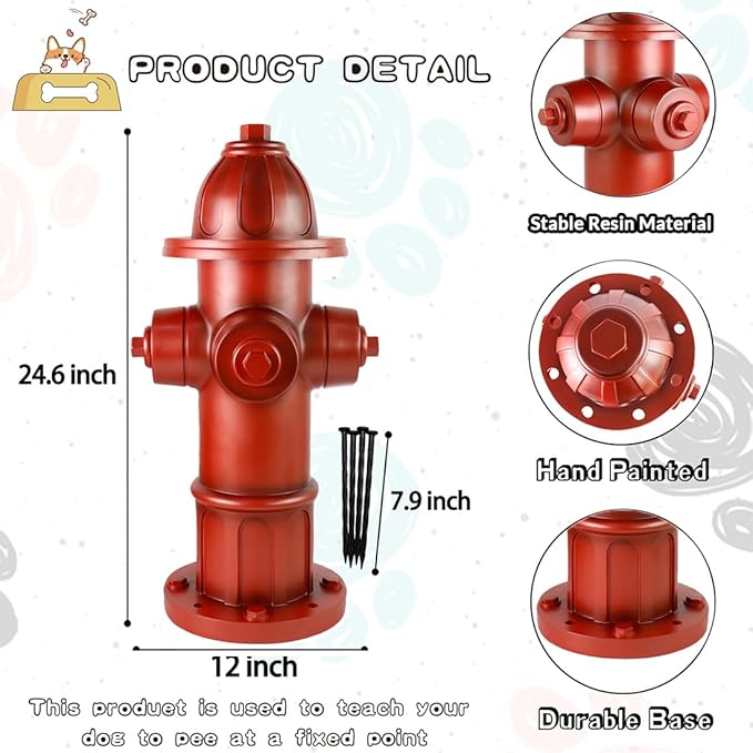 MARYTUMM Large Dog Puppy Pee Post and Gift - 25 Inch High Fire Hydrant Garden Decor Statue, Training Tool