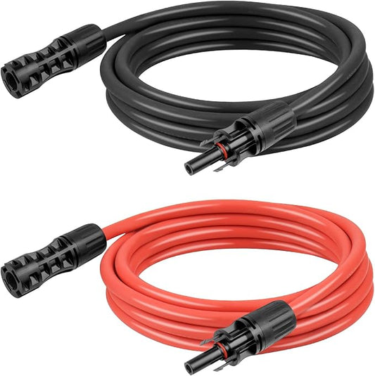 8 AWG Solar Extension Cable 5FT Black + 5FT Red, 8 Gauge Solar Panel Wire Male to Female Tinned Copper Wire for Solar Panel, Automotive, RV, Boat, Outdoors