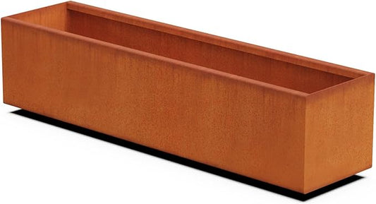 Plantercraft Large Rectangular Planters for Outdoor Plants 48 Inch Corten Steel Planter Box, Heavy Duty Metal Raised Garden Bed for Patios, Fully Assembled