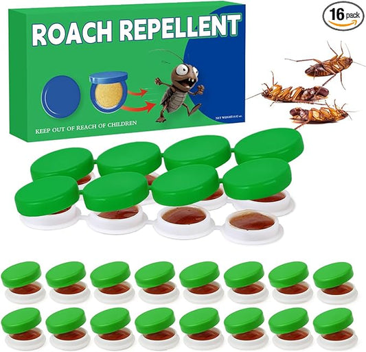 16PCS Roach Repellent, Cockroach Repellent and Gel for Roach Nest of Indoor Infestations, Effective Solution for Small to Large Cockroaches, Ready to Use, Ideal for Hidden Areas