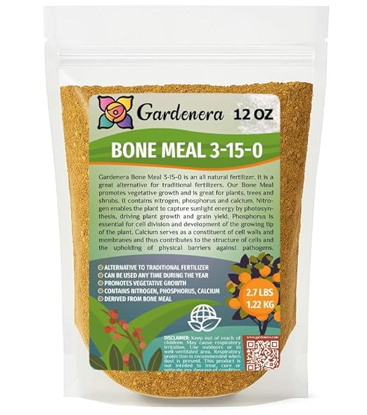𝐁𝐄𝐒𝐓𝐒𝐄𝐋𝐋𝐄𝐑 Organic Bone Meal Fertilizer by Gardenera (4-12-0 NPK) All-Natural Plant Food Source of Nitrogen and Phosphorus for Bulbs, Gardens, Potted Plants, Trees, and Shrubs [12 OZ]