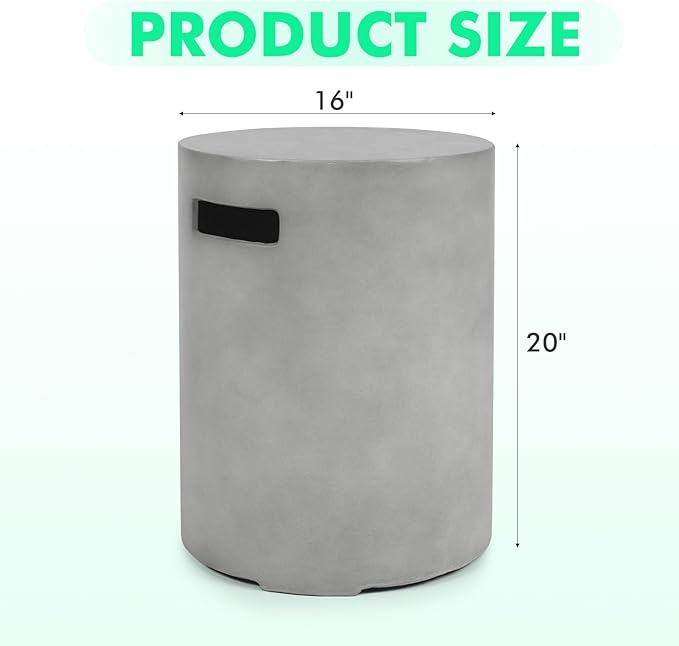 Propane Tank Cover Table 16 X 20 Inch,20 LB Outdoor Propane Tank Storage Hideaway Table with Handles,Concrete Gas Tank Holder Suitable,Grey