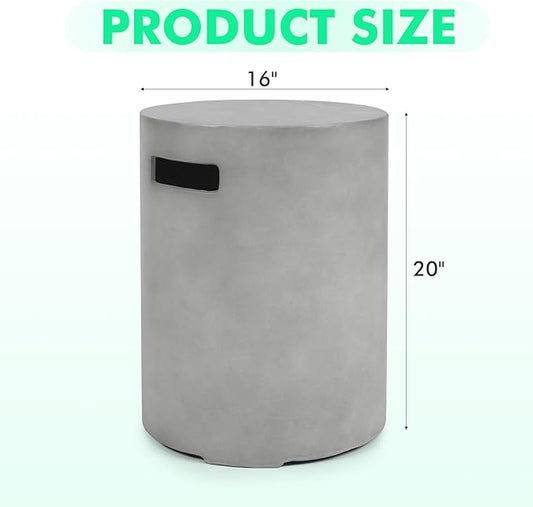 Propane Tank Cover Table 16 X 20 Inch,20 LB Outdoor Propane Tank Storage Hideaway Table with Handles,Concrete Gas Tank Holder Suitable,Grey